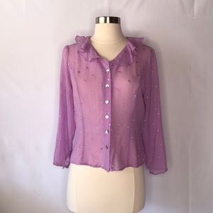 Vintage Worthington Silk Button Up Top Size 6 Purple